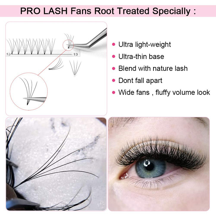 Premade Fans Eyelash Extensions 4D-D-0.10-15 Short Stem Premade Volume Eyelash Extensions .07 .10 C D Curl Pre made Lash Fans 9 to 20 mm Volume Lash