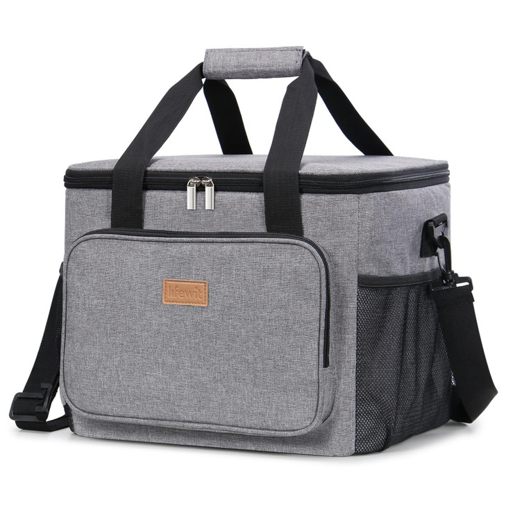 Lifewit Large Lunch Bag Insulated Lunch Box Soft Cooler Cooling Tote for Adult Men Women, Gray 40-Can (24L)
