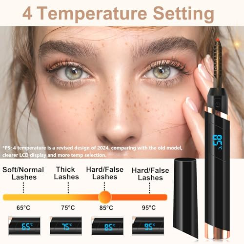 Heated Eyelash Curler, Electric Eyelash Curler, Rechargeable Lash Curler for Makeup Natural Curling Eye Lashes and 24 Hours Long Lasting - Black 2025