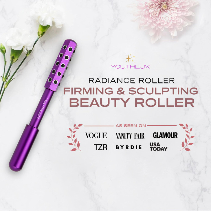 YOUTHLUX Radiance Roller  Germanium Stone Facial Massage Tool for Lifting, Sculpting, De-Puffing, Glow Boost, Energizing & Cooling Effect (Purple)