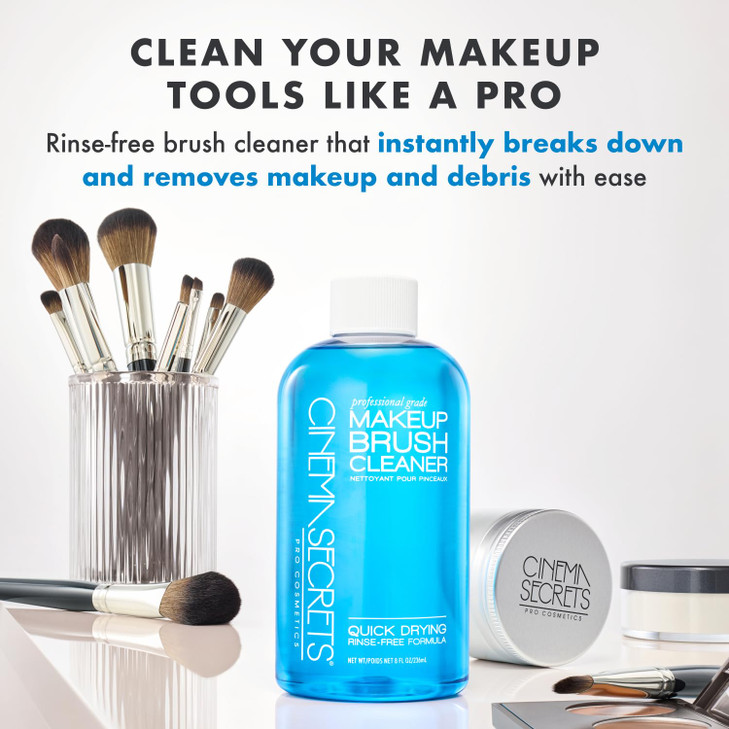 Cinema Secrets Original Blue Vanilla Makeup Brush Cleaner Solution - Professional Cleanser for Makeup Brushes - Quick-Drying, Rinse-Free Formula - Re
