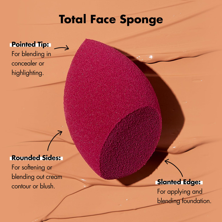 e.l.f. Total Face Blending Sponge, Latex-Free Makeup Sponge With Angled & Rounded Sides For Concealer, Foundation & more, Vegan & Cruelty-Free