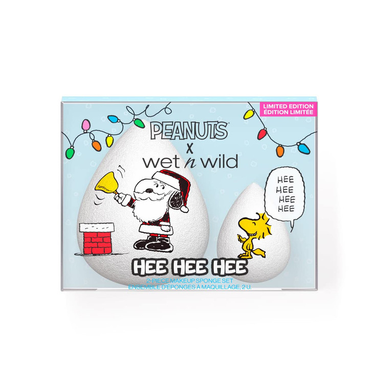 wet n wild Peanuts Collection 2-Piece Makeup Sponge Set, Holiday Edition, Seamless Coverage & Low-Waste Blending, Cruelty-Free & Vegan Hee Hee Hee