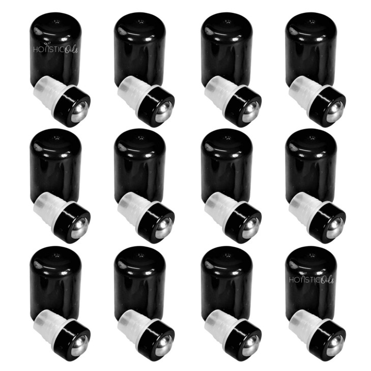 Roller Tops for Essential Oil Bottles  6?Pack Stainless Steel Rollers with Caps  Fits 5ml & 15ml Boston Round Bottles (Not 10ml DIY Bottles)  Inst