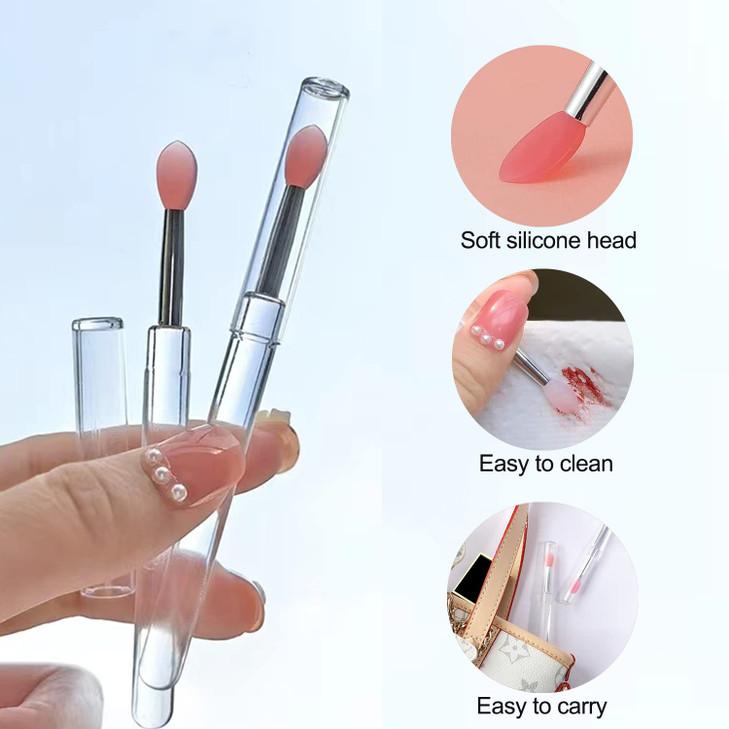 ELESDA Lip Brush, Silicone Lip Applicator Reusable 3PCS Lip Mask Applicator, Silicone Retractable Lip Gloss Balm Applicator Eyeshadow Lip Scrub Brush