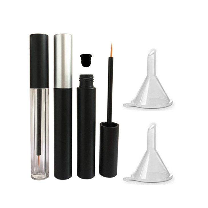 3 Pieces 5ml Empty Eyeliner Tubes Refillable Eyelash Growth Liquid Bottle Plastic Eyeliner Vials Tube with Brush Eyelash Growth Oil Mascara Tube for