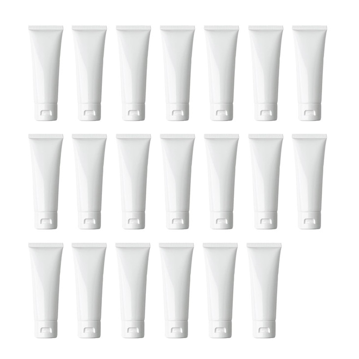 erioctry 20PCS 80ml/2.7oz Plastic White Empty Refill Cosmetic Packing Bottle Jars with Flip Cover Makeup Water Cleanser Shower Gel Emulsion Lotion Li