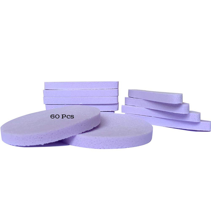 Tegelrying Facial Sponge Compressed,60 Pcs PVA Professional Makeup Removal Wash Round Face Sponges Spa Pads Exfoliating Cleansing for Women,Purple