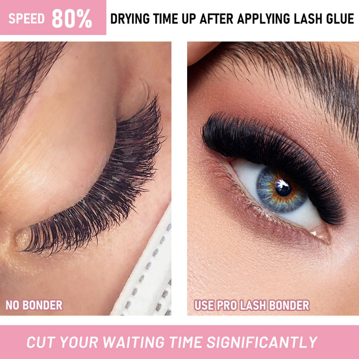 PRO Lash Bonder for Eyelash Extensions Super Bonder Glue Accelerator with 10Pcs Cotton Swab Lash Extension Sealant Longer Retention Waterproof Oil-Pr