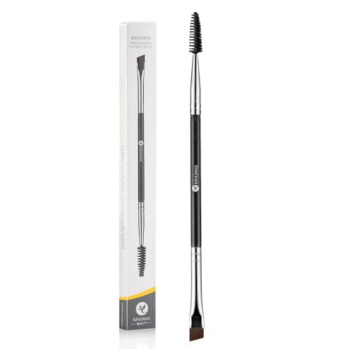 KINGMAS Eyebrow Brush Spoolie Professional Double-Ended Angled Eye Brow Brush for Lining and Shaping Brows or Lashes (Black)