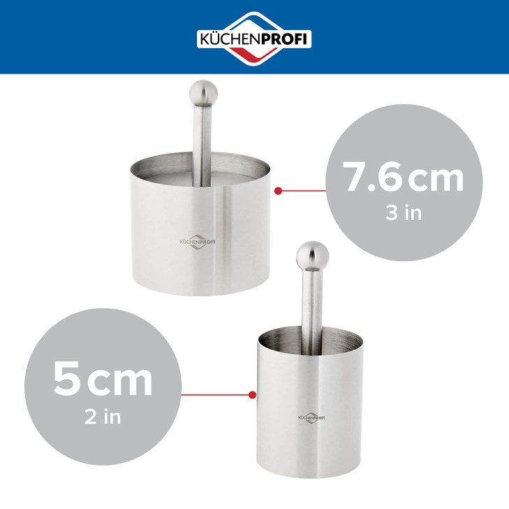 Küchenprofi Stainless Steel 6-Piece Forming Rings with Tamper/Pushers, Silver