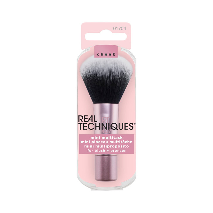 Real Techniques Mini Multitask Makeup Brush, For Blush, Bronzer & Powder, Face Brush with Custom-Cut Synthetic Bristles, For Loose & Pressed Powder,