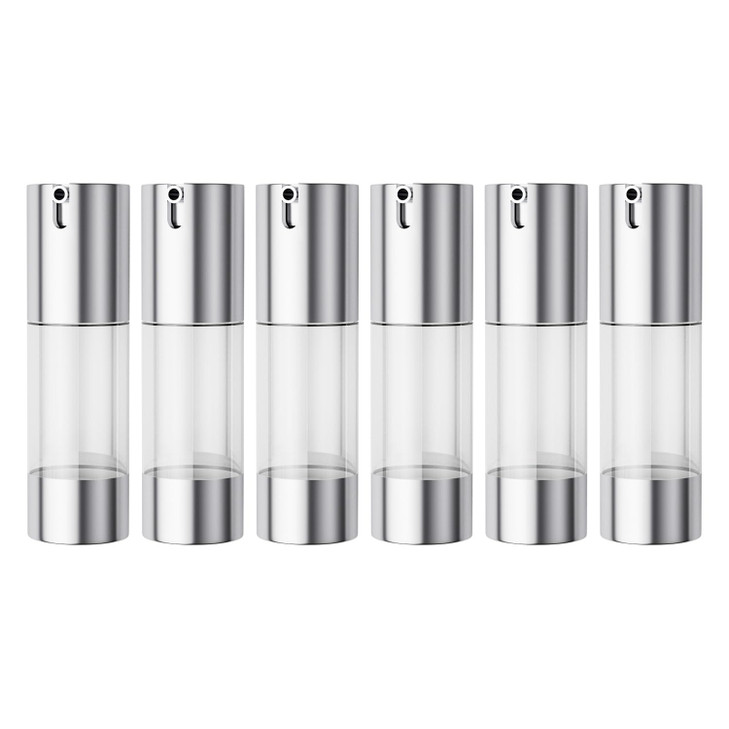 longway Silver Airless Cosmetic Cream Pump Bottle Travel Size Dispenser Refillable Containers?1oz/30ml,pack of 6