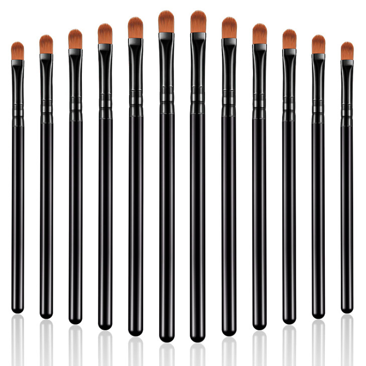 12 Pieces Small Concealer Brush Flat Lip Concealer Brush Under Eye Synthetic Fiber Makeup Eyebrow Outline Foundation for Concealing Blending Setting