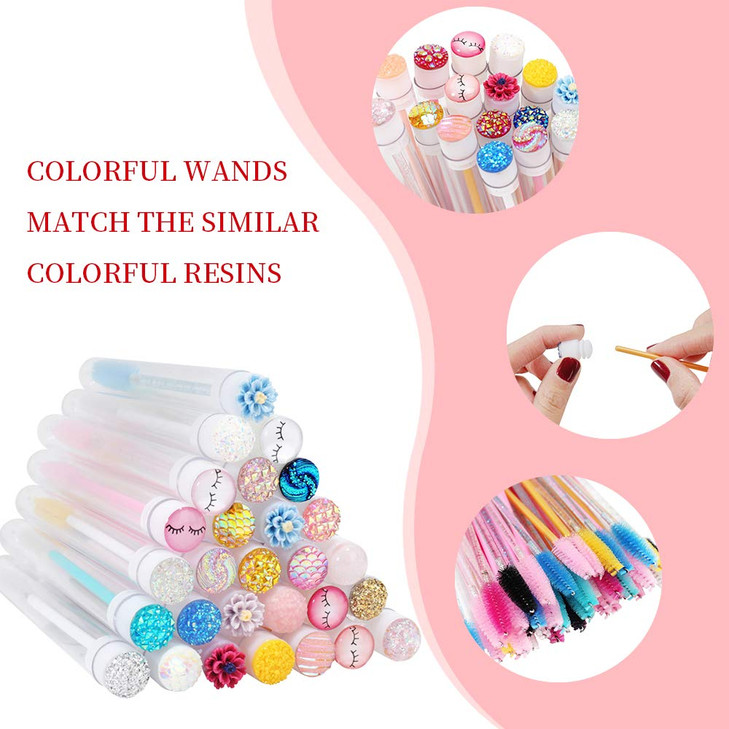 Disposable Mascara Brushes Diamond Eyelash Spoolies Makeup Brush Mascara Wand in Sanitary Tube Lash Supplies. ¡­ (50 Pcs, Mix)