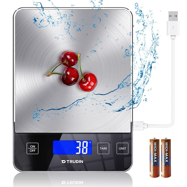 NASA-Grade 33lb Digital Kitchen Scale, Precisely Measures Grams and Ounces for Baking and Cooking,with Waterproof Tempered Glass & Stainless Steel Pl