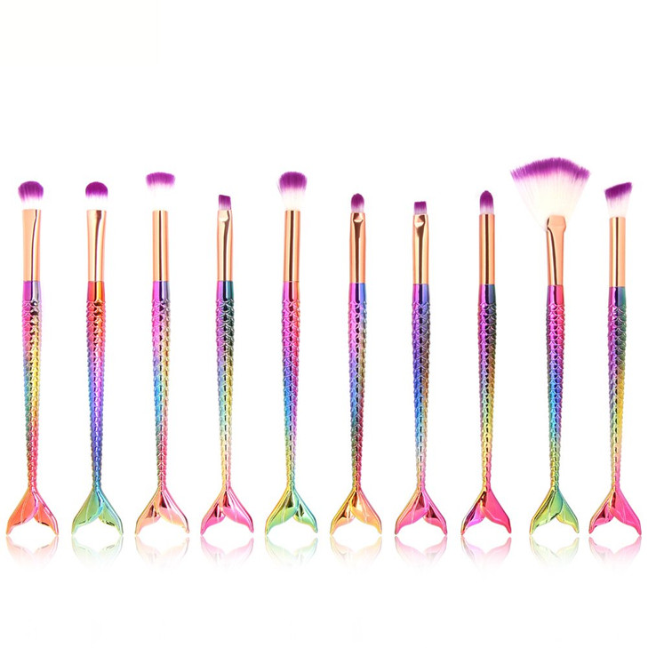 Tenmon 10 Pcs Mermaid Eye Makeup Brushes Set, Professional Eyeshadow Makeup Brushes Set with Soft Synthetic Hairs for Eyeshadow, Concealer, Eyeliner,