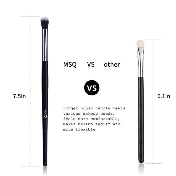 MSQ Eye Makeup Brushes Eyeshadow Makeup Brushes Set with Soft Synthetic Hairs & Real Wood Handle for Eyeshadow, Eyebrow, Eyeliner, Blending (Black, 4