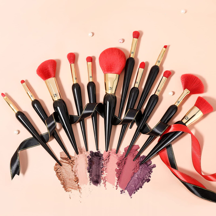DUcare Makeup Brushes 12Pcs The Queen Series Makeup Brush set Premium Gifts Kabuki Foundation Blending Face Powder Blush Concealers Eye Shadows Brush