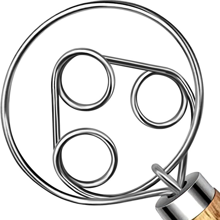 TEEVEA Danish Dough Whisk for Bread Sourdough, Wooden Handle & Stainless Steel Hook