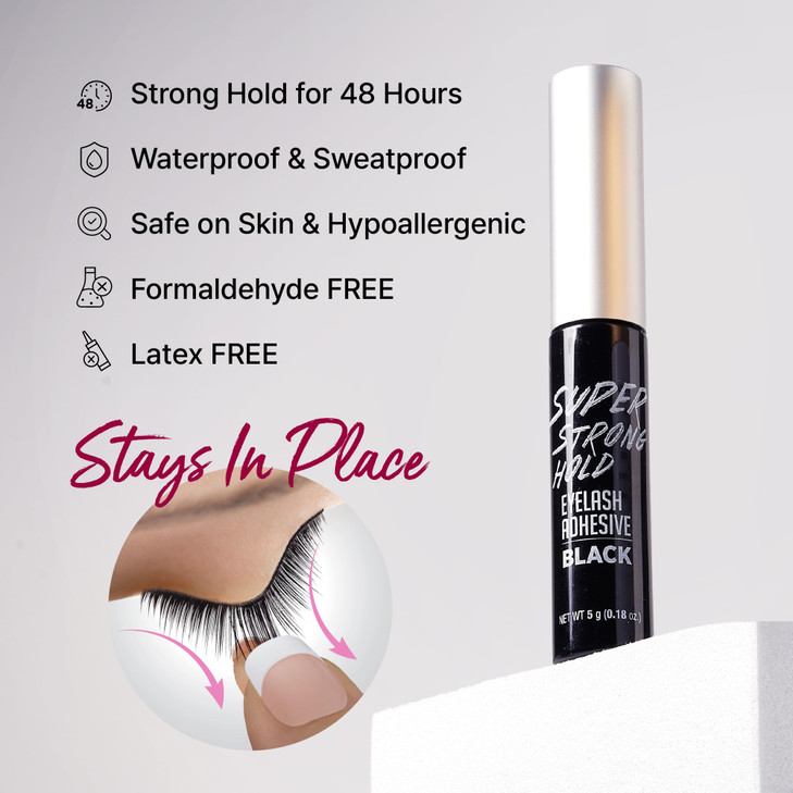 i-Envy by KISS Super Strong Hold Eyelash Adhesive Waterproof, Long-Lasting Strip Lash Glue, Natural-Looking Allergy & Latex Free with Brush Applicato