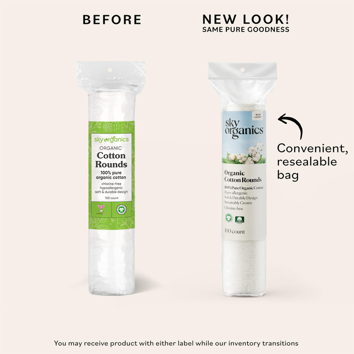 Sky Organics Organic Cotton Rounds for Sensitive Skin, 100% Pure GOTS Certified Organic for Beauty & Personal Care, 300 ct.