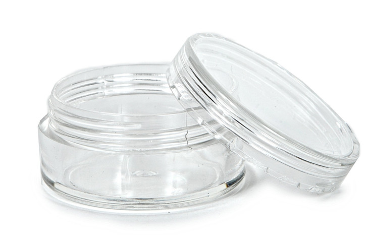 Vivaplex, 25 Clear, 10 Gram Plastic Pot Jars, Cosmetic Containers, With Lids.
