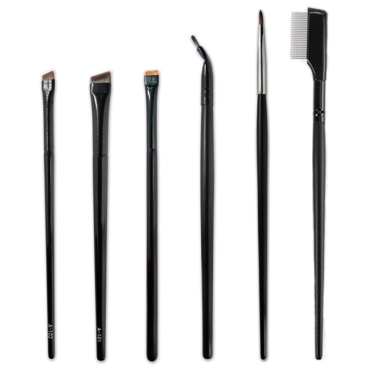 6 Pieces Eyeliner Brush Set Flat Bent Eye shadow Brushes Suit Wet Powder Liquid Gel Eyebrow Comb