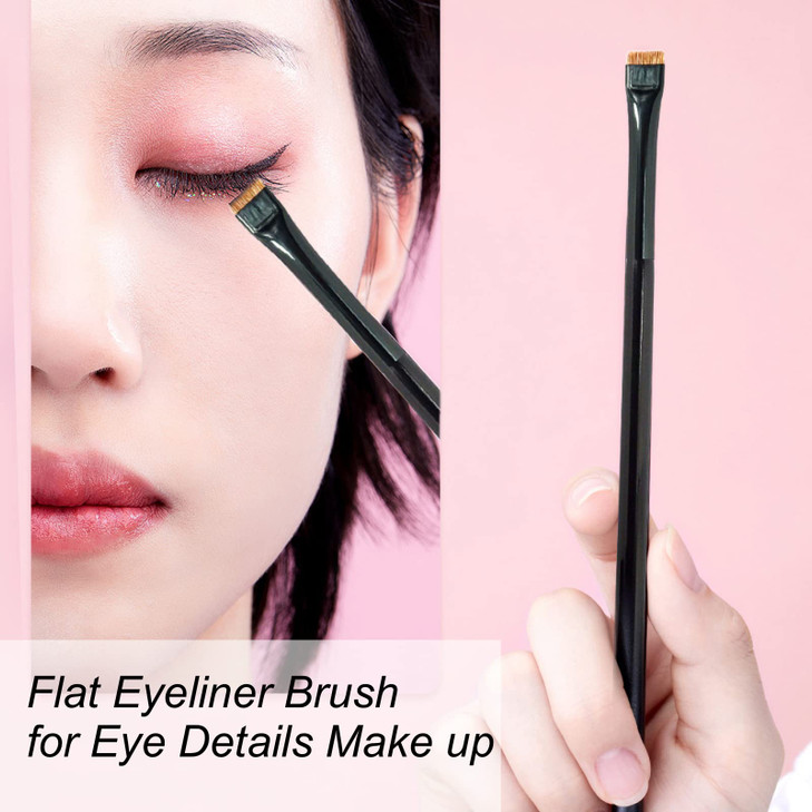 6 Pieces Eyeliner Brush Set Flat Bent Eye shadow Brushes Suit Wet Powder Liquid Gel Eyebrow Comb