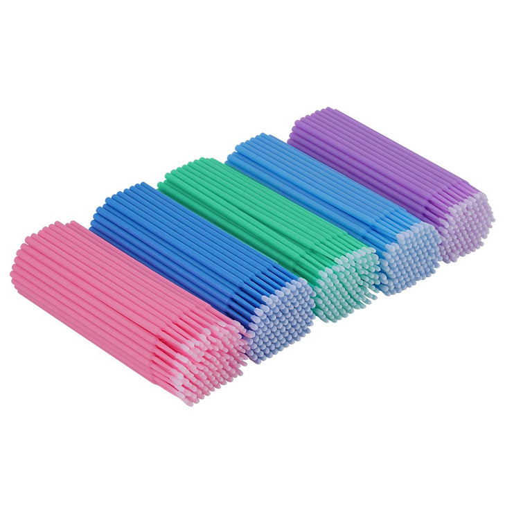 Cuttte 500PCS Disposable Micro Swabs for Eyelash Extension, Micro Applicators Eyelash Swabs for Makeup Application Multi-colored (Head Diameter: 1.5/