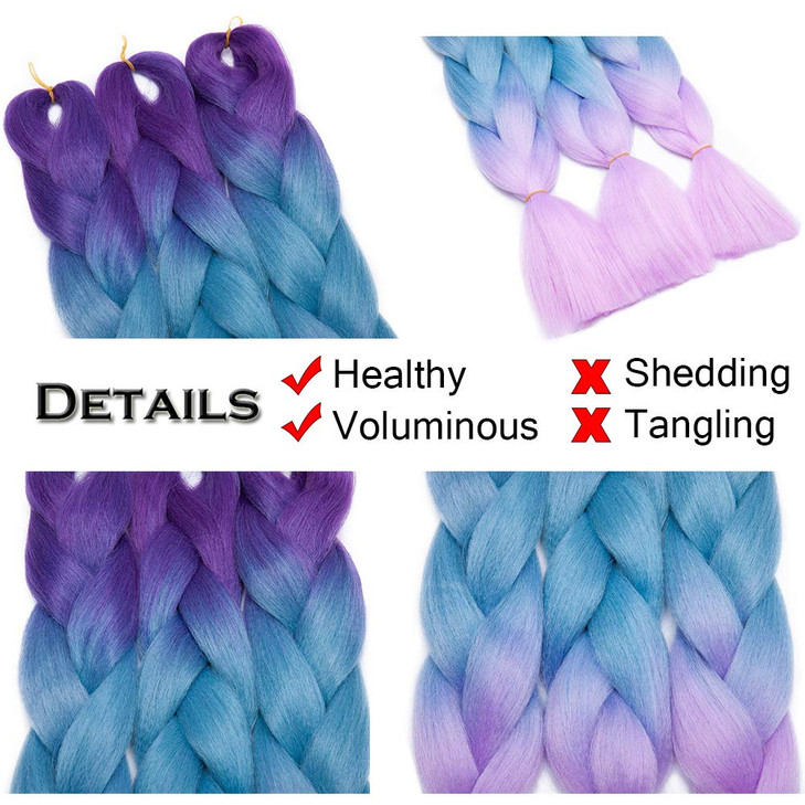 Benehair Ombre Braiding Hair 3 Bundles/lot 24inch Jumbo Braiding Hair Extensions High Temperature Synthetic Braid Hair Braiding Hair Pre Stretched Br