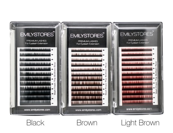 EMILYSTORES Lash Eyebrow Extensions Color Black Thickness 0.10 mm Length 5/6/7/8MM Mixed Sizes One Tray