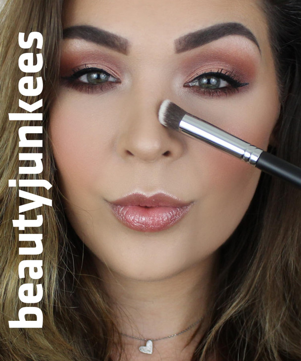 Kabuki Nose Contour Brush - Beauty Junkees Mini Flat Angle Contouring Makeup Brushes, Small Angled for Sculpting, Bronzer, Highlighter with Liquid Cr