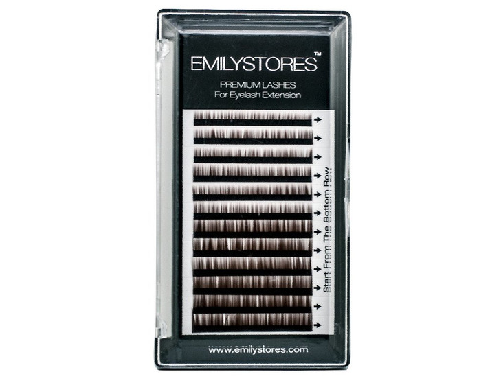 EMILYSTORES Lash Eyebrow Extensions Color Brown Thickness 0.10 mm Length 5/6/7/8MM Mixed Sizes One Tray