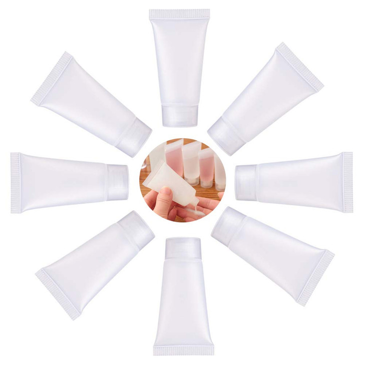 20PCS 5ML 0.2OZ Translucent Refillable Plastic Soft Tubes with Screw Cap Travel Bottle Shower Gel Lotion Hand Cream Storage Holder Sample Vials Facia