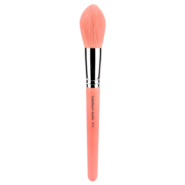 Bdellium Tools Professional Makeup Brush - Pink Bambu Series 974 Tapered Powder - With Soft Synthetic Fibers, For Sculpt & Shape (Pink, 1pc)