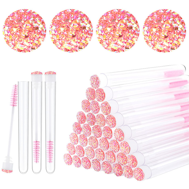 Dming 20pcs Eyelash brush Lash Wand Makeup tool Eyelash Extension supplies Cleaning brush Diamond Mascara star l pink