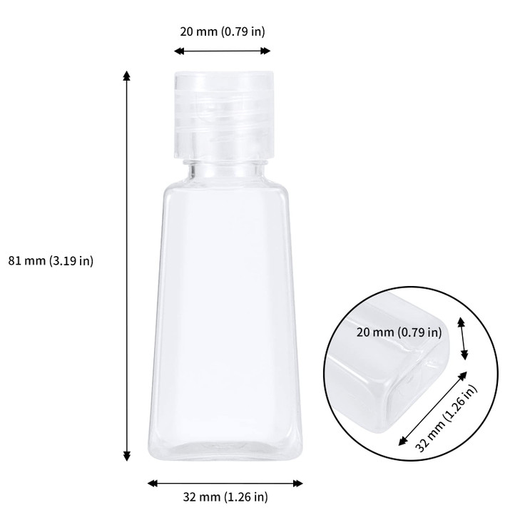 JAPCHET 100 PCS 1 oz Clear Plastic Travel Bottles with Flip Cap, Travel Size Refillable Flip Top Bottles, Small Portable Flip Cap Containers for Liqu