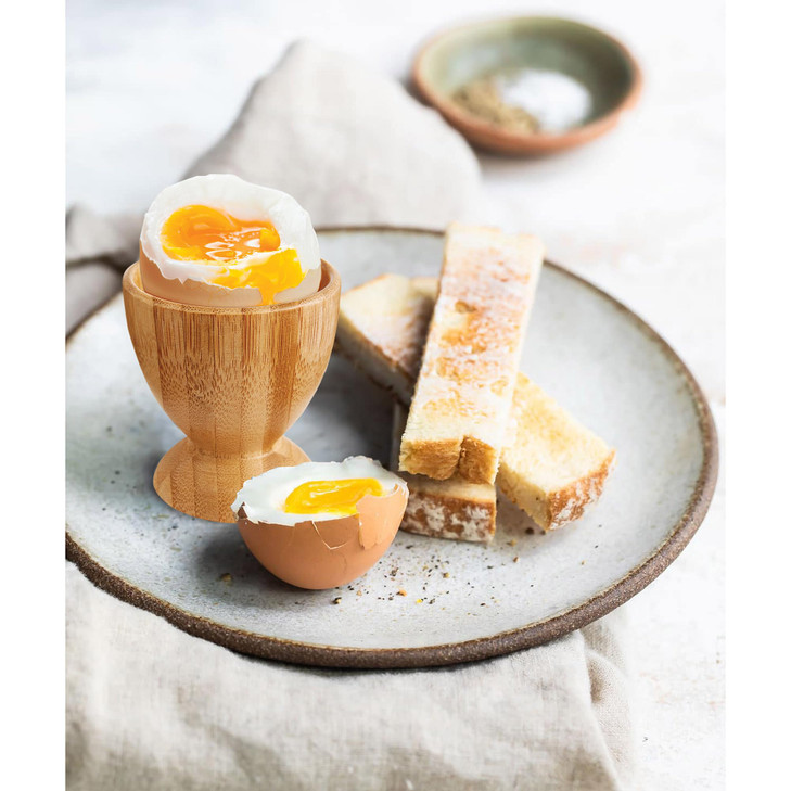HIC Kitchen Egg Cup Holders, Natural Bamboo, For Soft Boiled and Hard Boiled Eggs, Set of 2