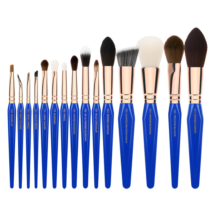 Bdellium Tools Professional Makeup Brush Golden Triangle Phase II Complete 15pc Brush Set with Pouch