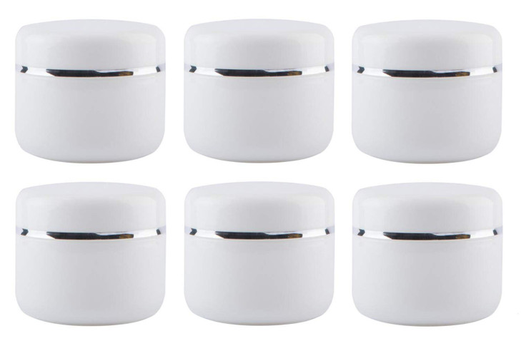 XINGZI 6PCS White 8 Oz (250ml) Cosmetic Jars with Liners and Dome Lids Empty Refillable Face Cream Lip Balm Lotion Bottles Plastic Storage containers