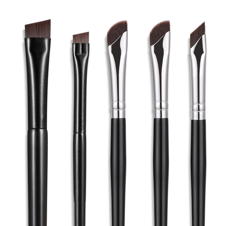 Etercycle 5-Piece Set Eyeliner Brushes for Precision Makeup Application - Fine Angled & Ultra Thin Slanted Flat Angle for Professional Beauty Cosmeti