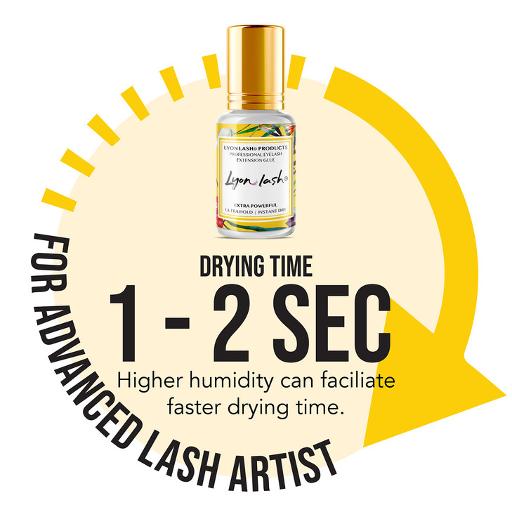 Extra Powerful Eyelash Extension Glue - Lyon Lash 5ml Performance Glue | 1-2 Sec Dry Time | 6-8 Weeks Retention | Black Adhesive Supplies for Profess
