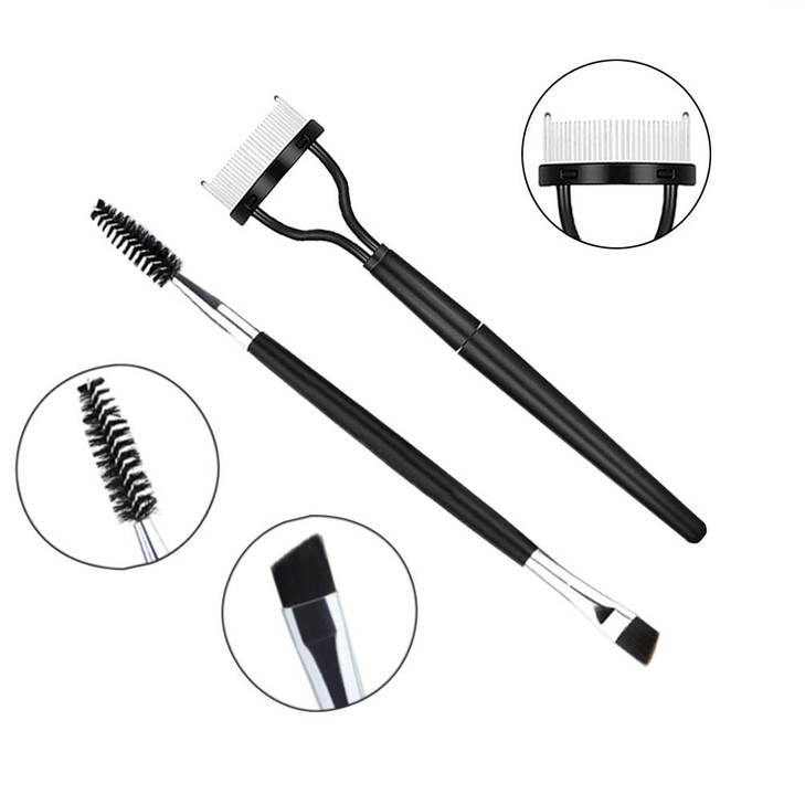 BETURY Eyelash Comb,Eyelashes Separator Curler+ Duo Eyebrow Brush and Spoolie Brush, False Eyelashes Applicator Tool 2PCS