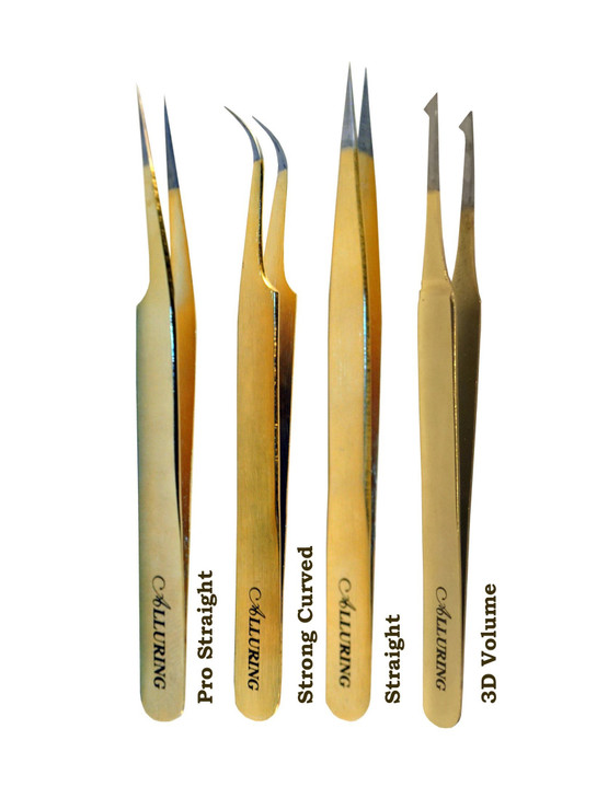 Alluring Gold Tweezers for Eyelash Extension - Pro Straight