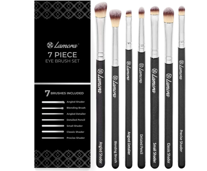 Eye Makeup Brushes Eyeshadow Brush Set - 7pcs Soft Synthetic Brush Kit - For Blending Eyeshadow, Eyeliner, Crease, Eyebrow - Long Lasting, Apply Bett
