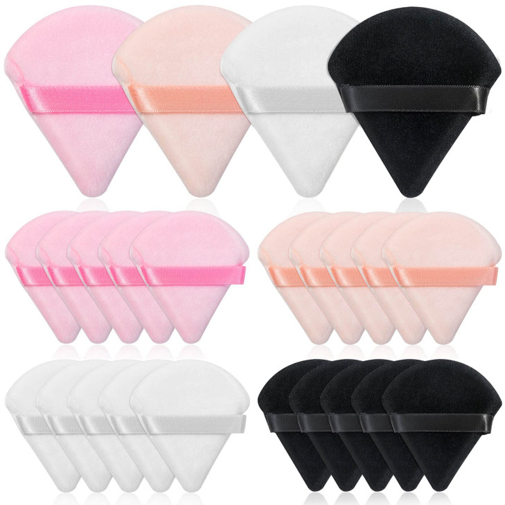 20pcs Triangle Powder Puff, Setting Powder Puff for Make Up, Face Puff Pads for Loose Powder and Press Powder, Makeup Sponge Powder Applicator for Fa