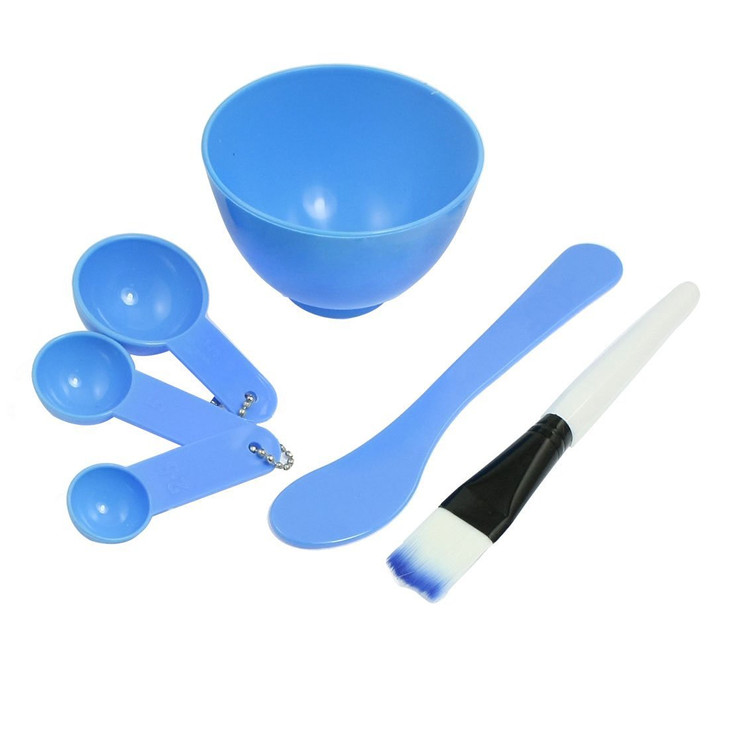 Onwon 4 in 1 Women Girl Lady Facial Skin Care DIY Mask Make Up Mixing Tool Set Kits Include Bowl Stick Brush Gauge Spoon (Blue)