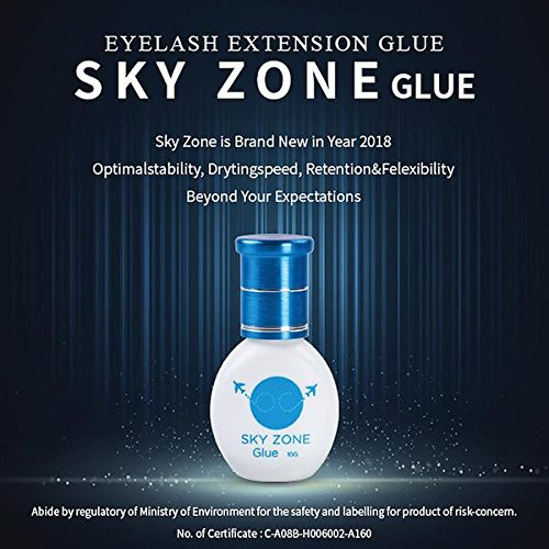 Eyelash Extension Glue sky zone 5 ml/Volume and Classic lashes/1-2 Sec Drying time/Retention 7 weeks/Latex free/Mink/Silk/Low fumes