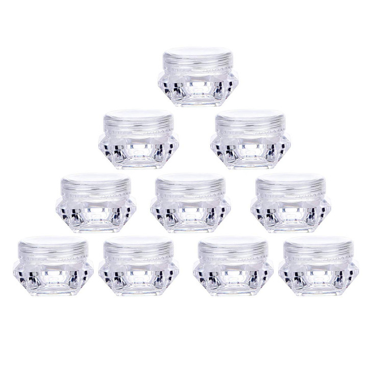 100Pcs Clear Refillable Empty DIY Cosmetic Pot Jars Case Diamond-shape Sample Bottles Vials Container for Eye Shadow Nails Powder Jewelry Makeup Crea